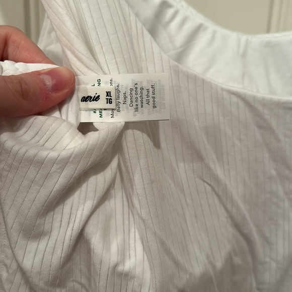 NWT Aerie White Colored Ribbed Crop Tank Top XL - Picture 8 of 10